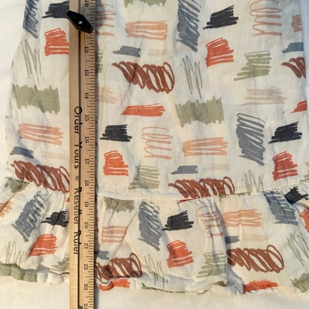 Mon Coeur Portugal Girls Abstract Scribble Linen Halter Dress Kids 6 Beige